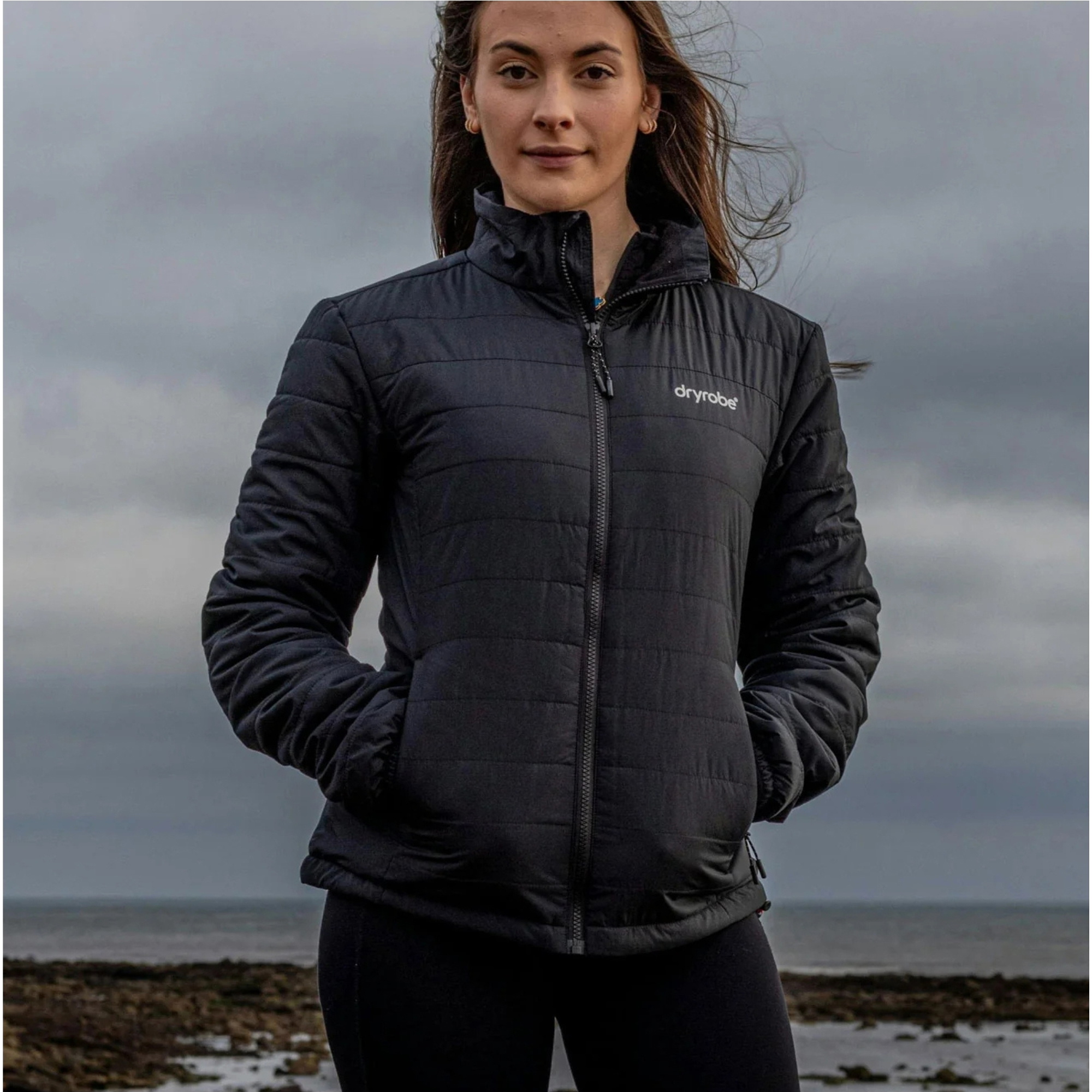 2026 Dryrobe Pakbar Mellemlagsjakke Til Kvinder W100-JCKT - Black